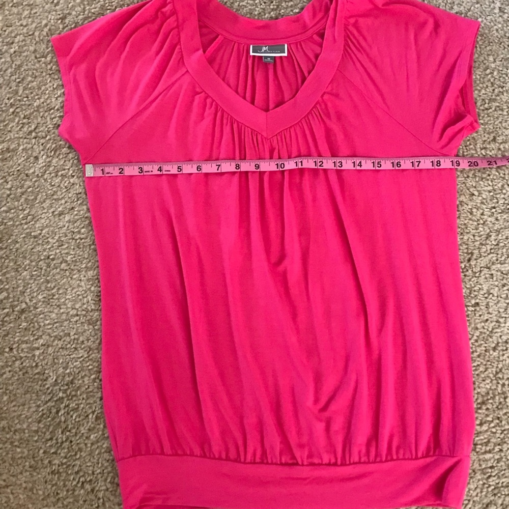 JM Collection v-neck smocked blouson top - Picture 8 of 11